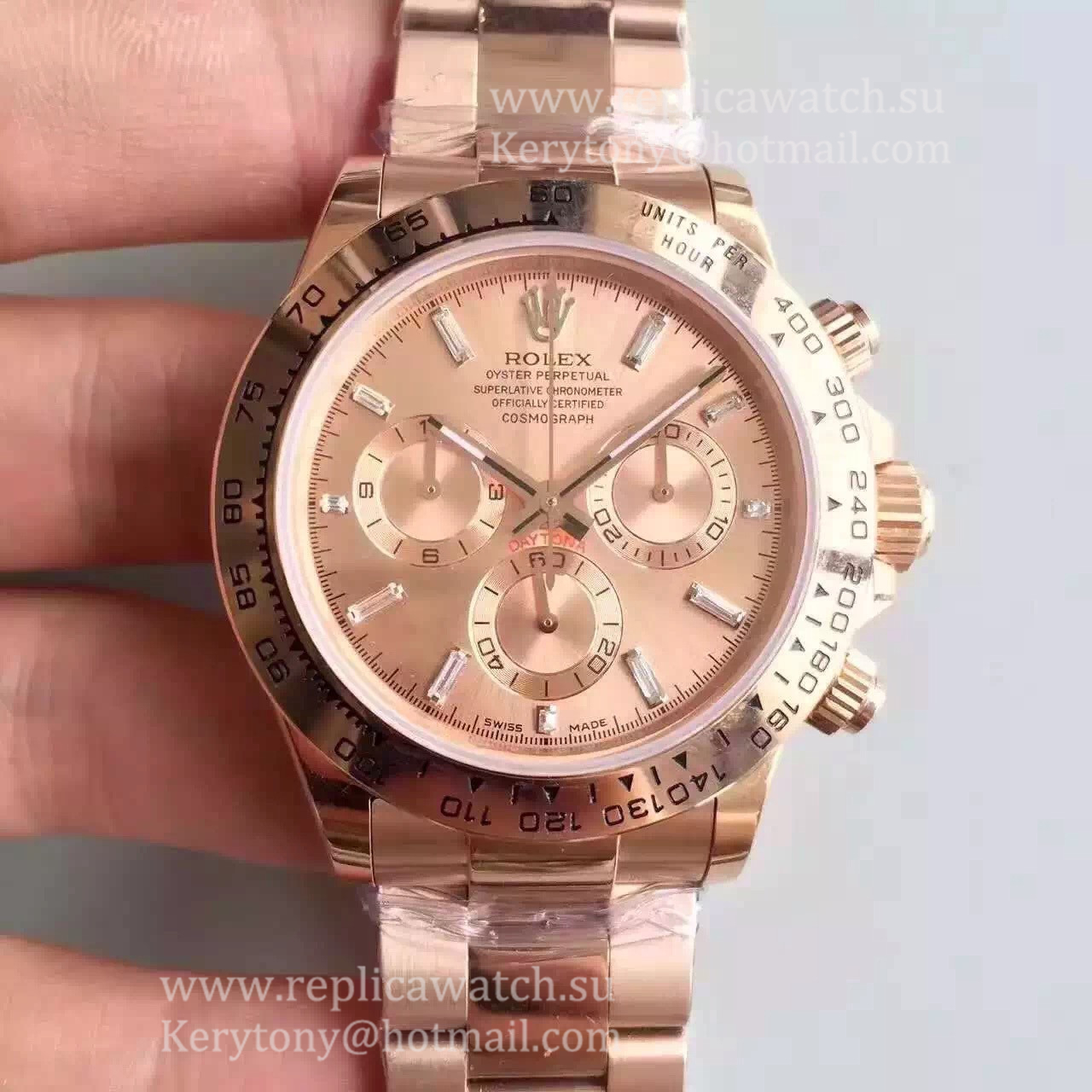 NEW Replica R01ex Daytona  116505 JHF Rose Gold Gold & D1am0nds Dial 4130