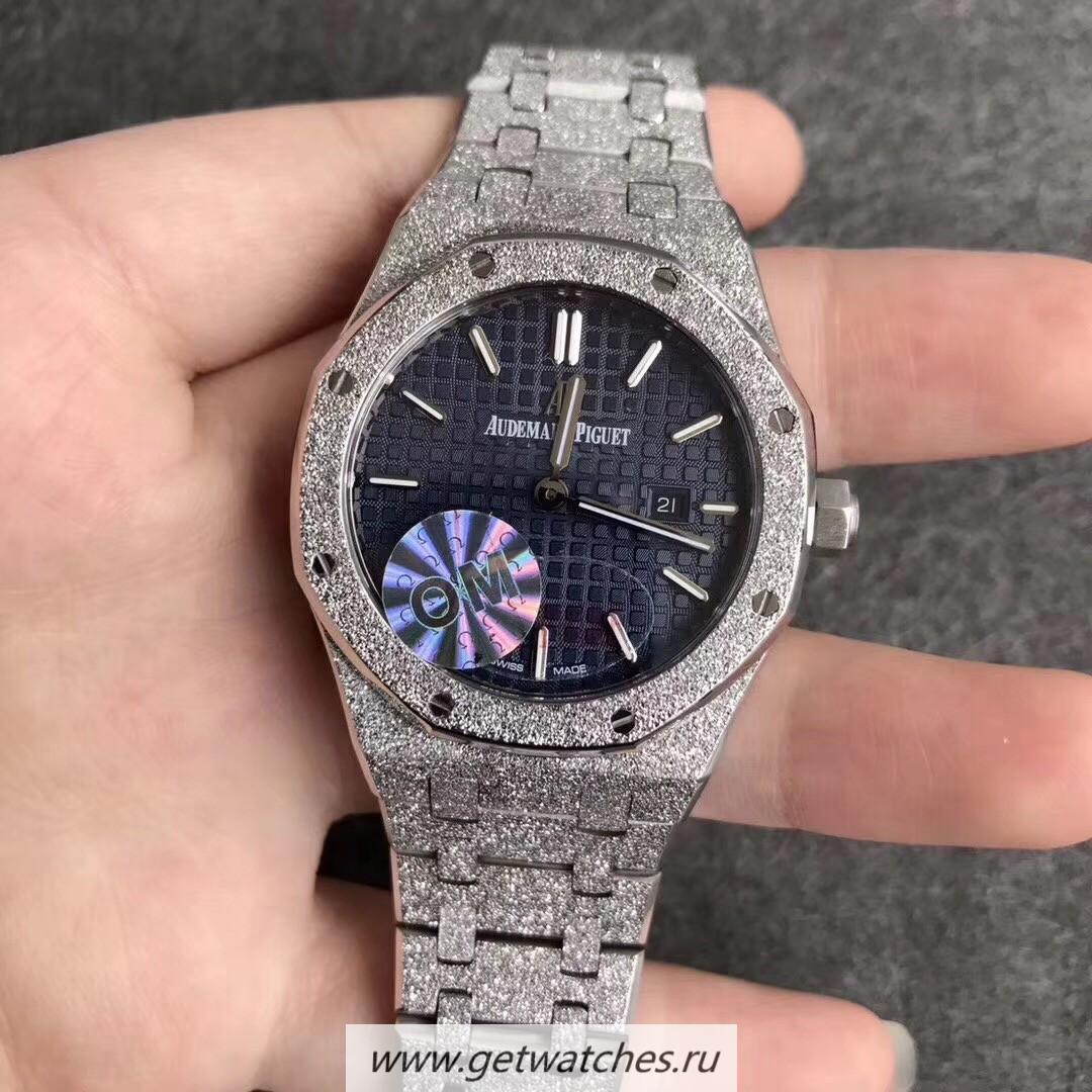 Perfect Replica Audemars Royal Oak Frosted Gold Quartz 33mm 67653 OMF SS Blue Dial 3132