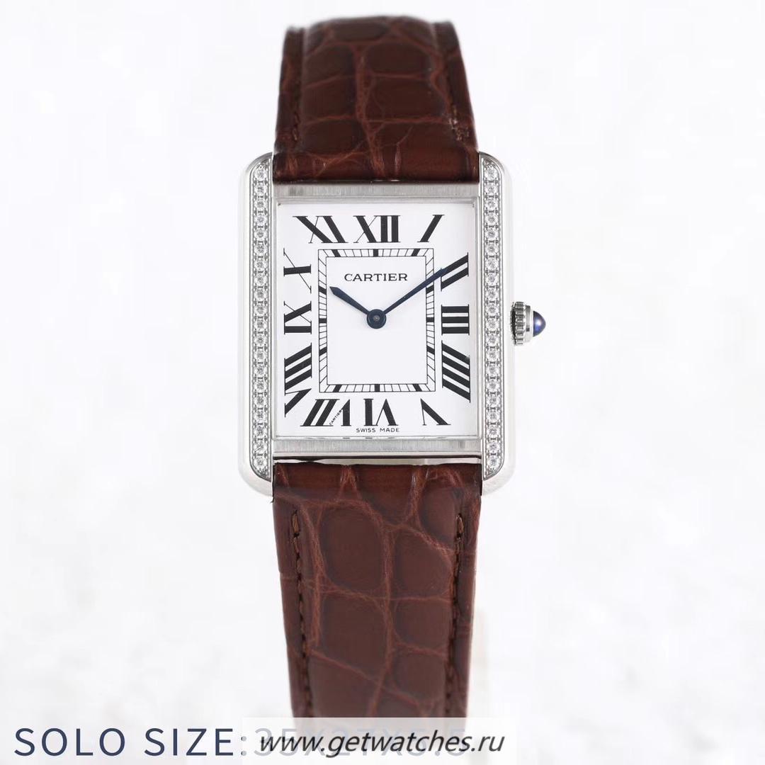 NEW Replica Ca*t1er Tank Solo Ladies 35mm AF SS White Dial Ronda Quartz